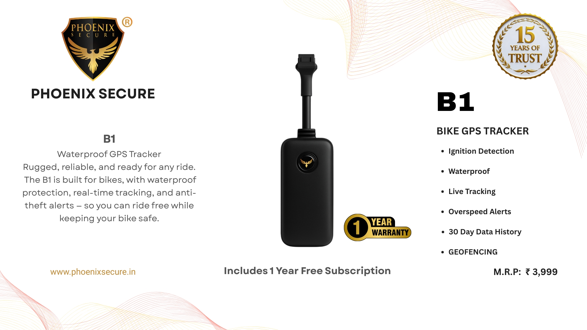 B1 bike GPS tracker for motorcycles and scooters